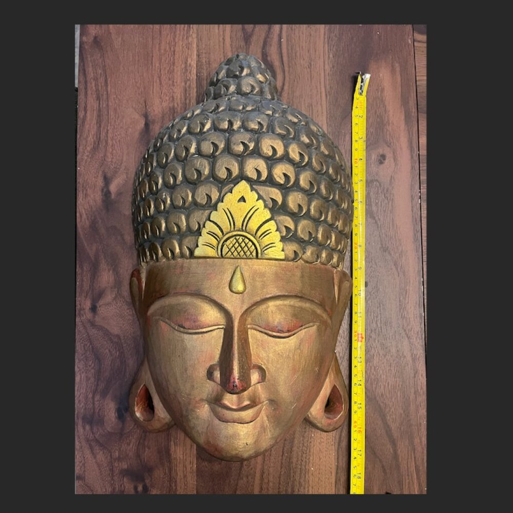 Vintage Buddha Head Wall Hanging, 12 x 16 inches - Picture 2 of 3
